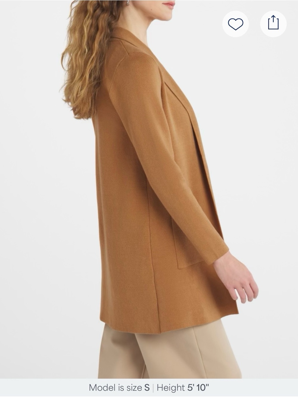 Stitch Fix Fortune + Ivy Women's Camel Naji Open-Front Blazer Jacket Coatigan - Picture 9 of 10